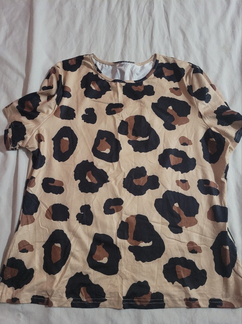 Leopard Print Women's Top - Beige and Black